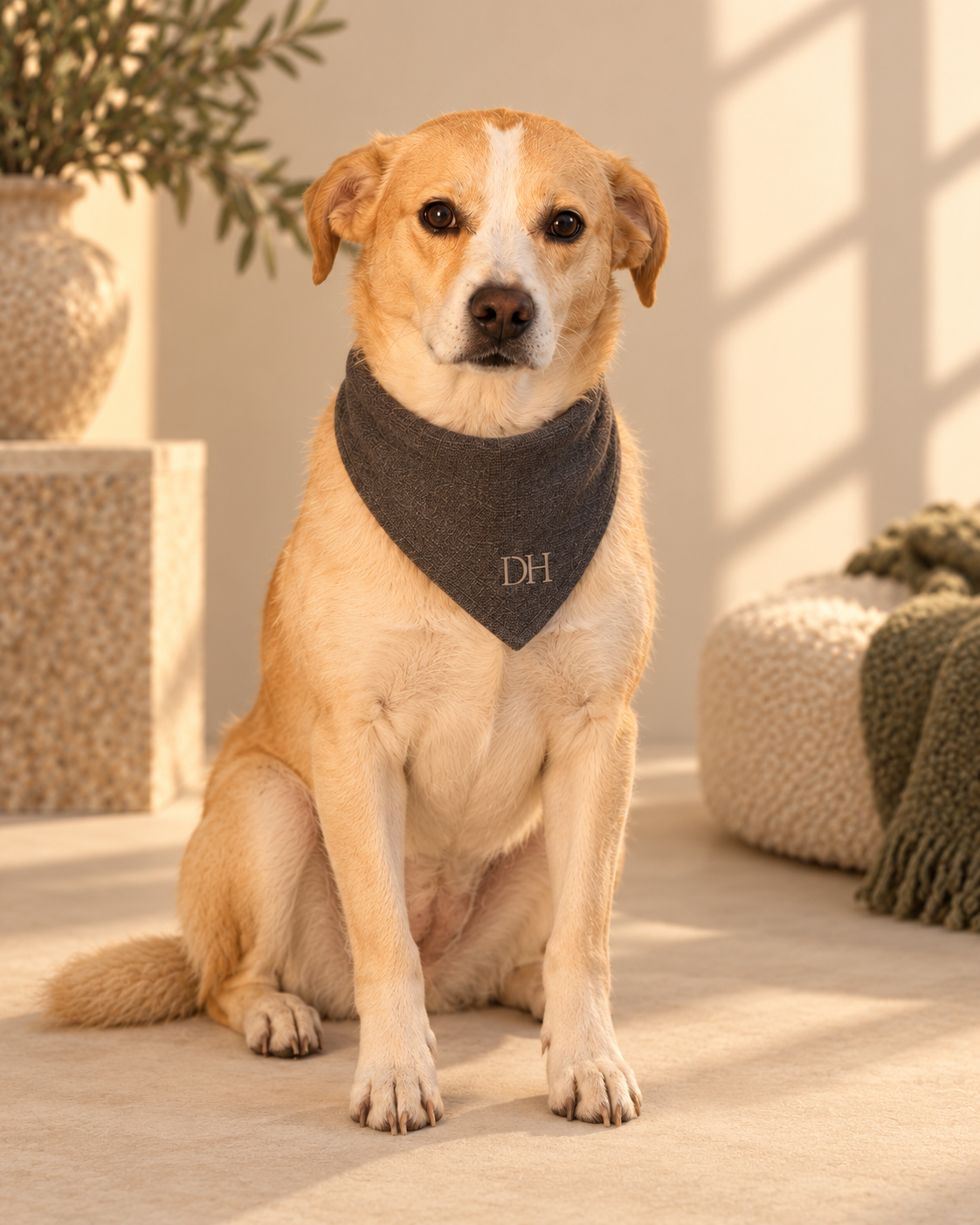 DEVON HALL Pet Bandana on Devon's dog — styling mockup 2