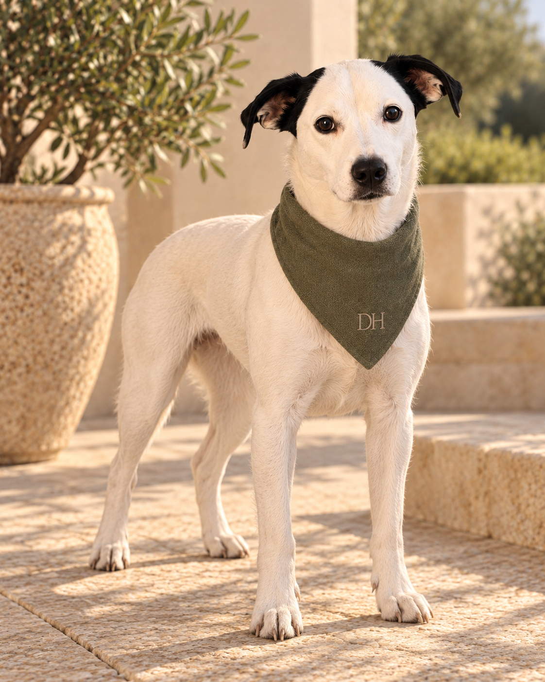 DEVON HALL Pet Bandana on Devon's dog — styling mockup 3