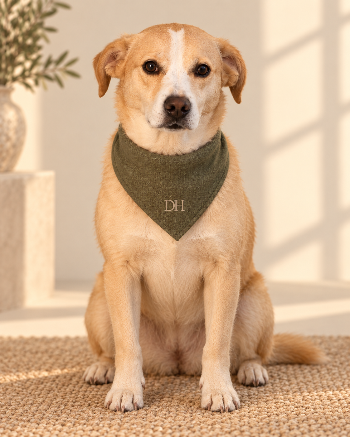 DEVON HALL Pet Bandana on Devon's dog — styling mockup 6