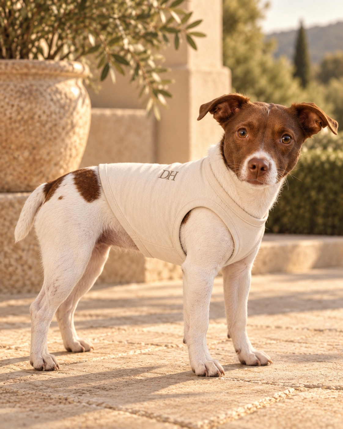 DEVON HALL Pet Tee/Tank on Devon's dog — styling mockup 2