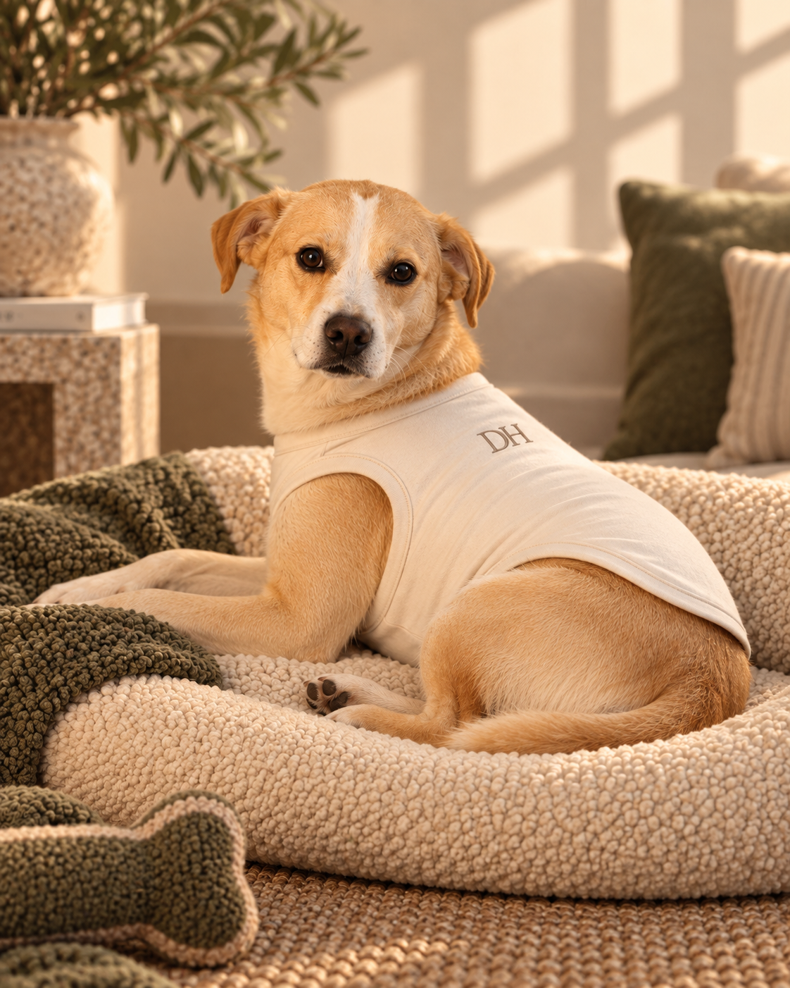 DEVON HALL Pet Tee/Tank on Devon's dog — styling mockup 3