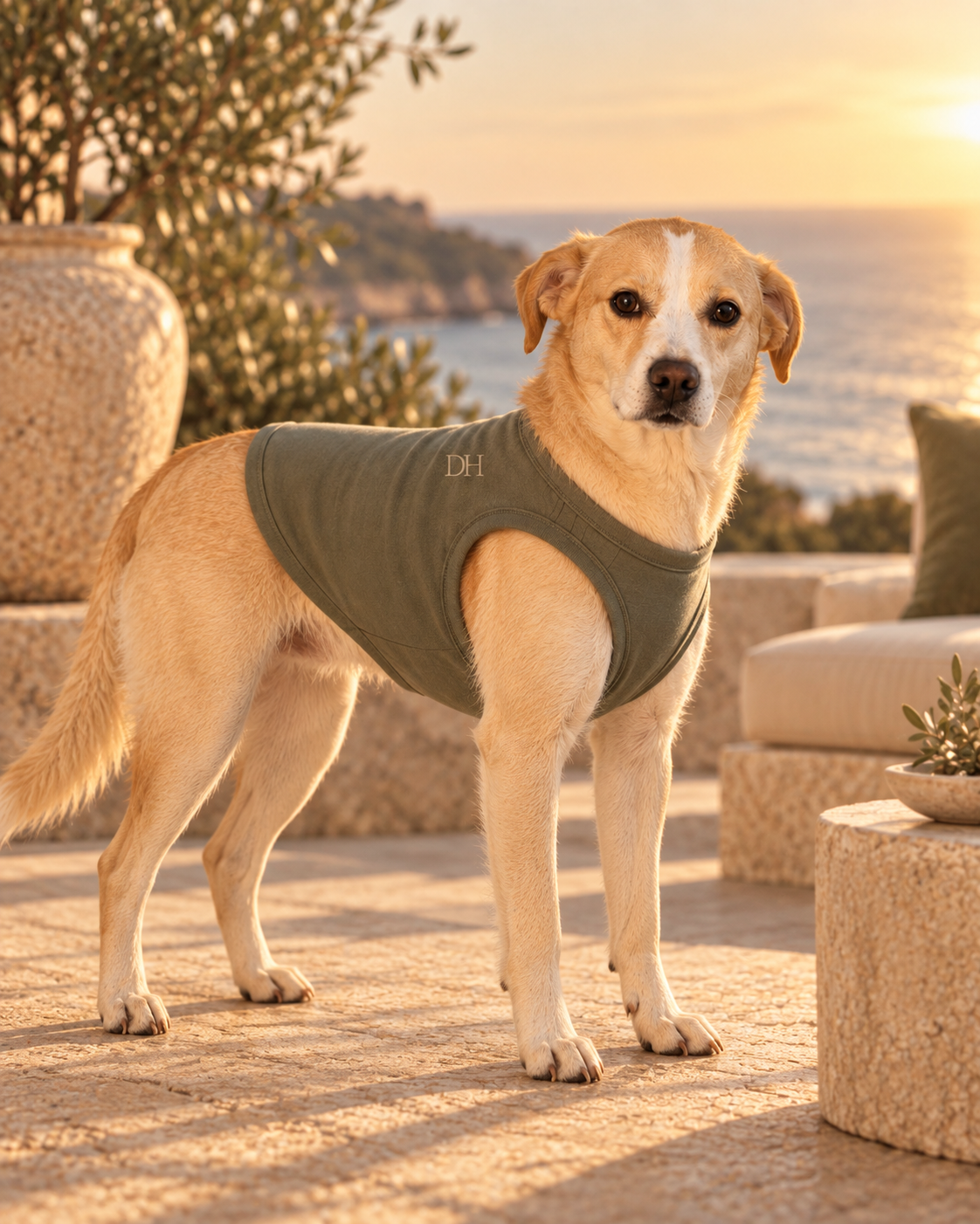 DEVON HALL Pet Tee/Tank on Devon's dog — styling mockup 7