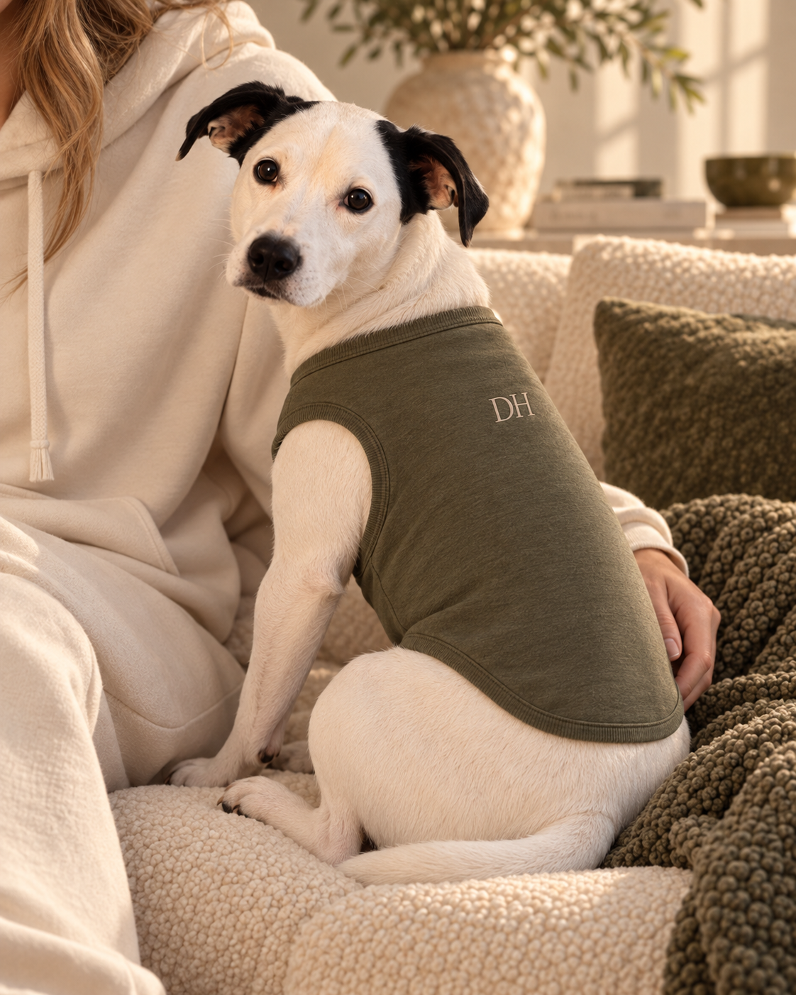 DEVON HALL Pet Tee/Tank on Devon's dog — styling mockup 8
